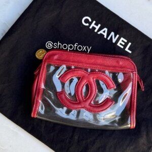 Chanel 90s Vintage CC Lambskin Vinyl Cosmetic Pouch